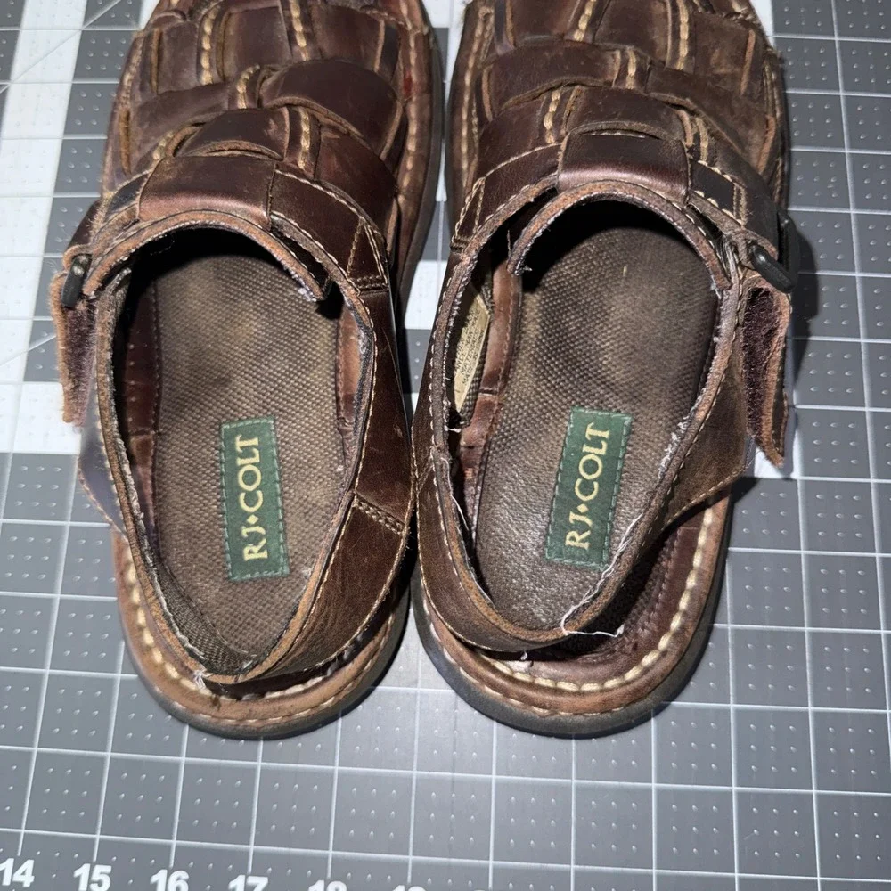 Vintage Fisherman Joshua Brown Leather Sandals Mens 8.5M Outdoor Hiking Gorpcore